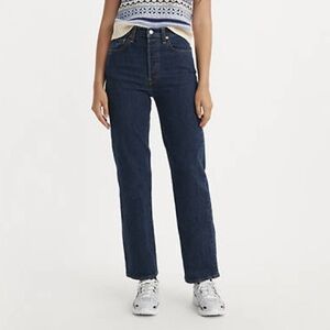 LEVI’S Ribcage Straight Leg Ankle Jeans- dark wash, sz 33